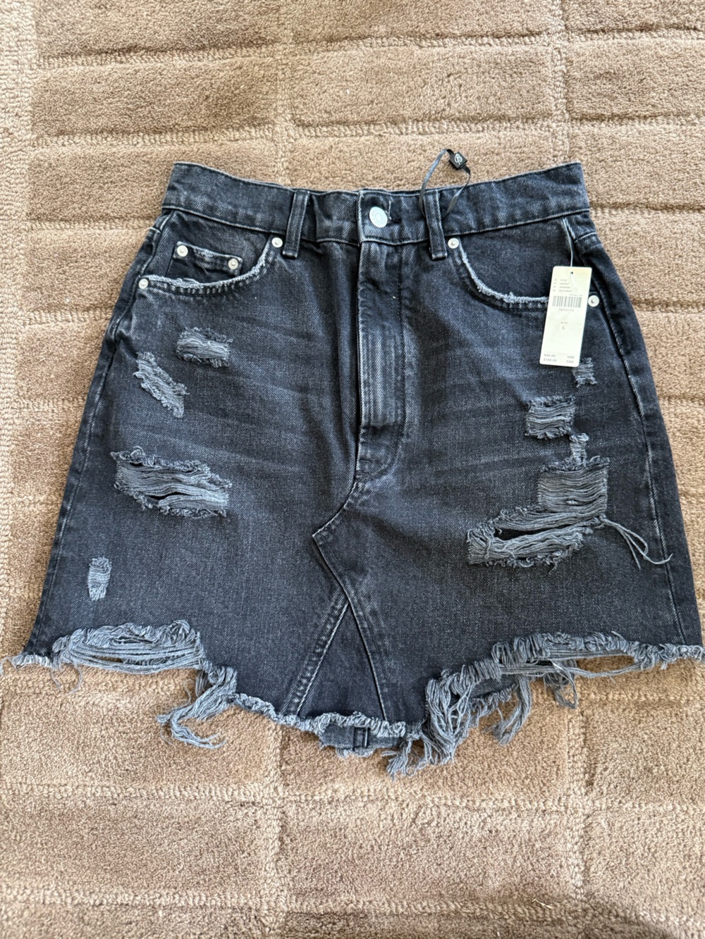 Pilcro by Anthropologie Black Distressed High-Rise Denim Skirt